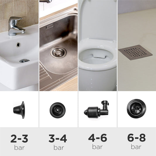 Hogedruk persluchtontstopper met accessoires en 5-in-1 manometer Jetpro | Auredomo - foto 2