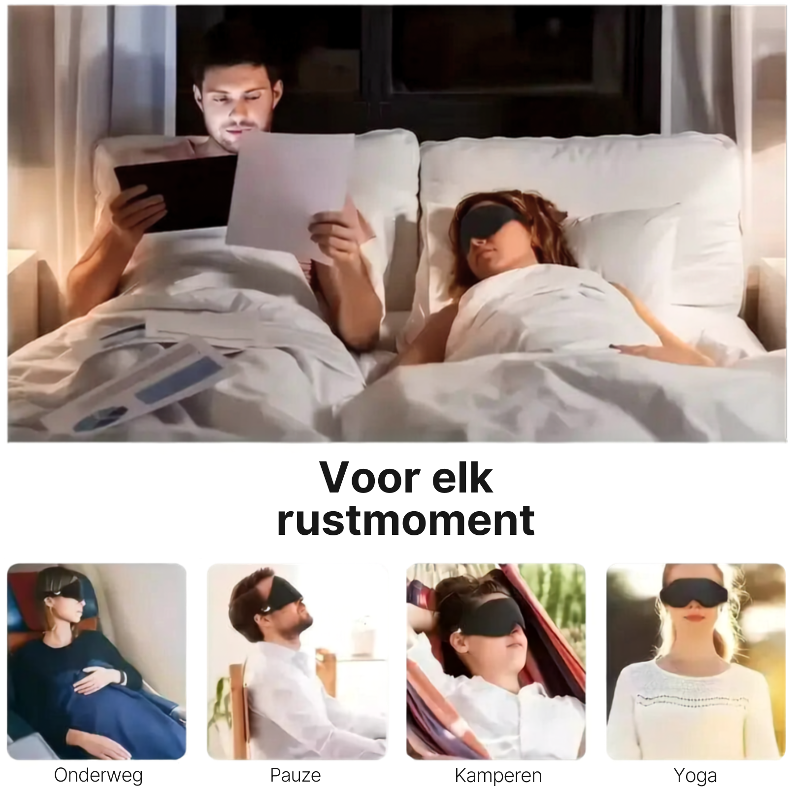 Zwart 3D-slaapmasker voor slapen, reizen en rustmomenten