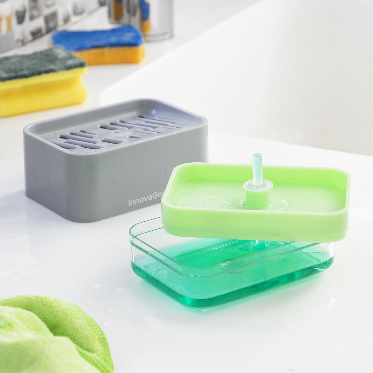 2-in-1 zeepdispenser voor het aanrecht Pushoap | Auredomo - foto 4