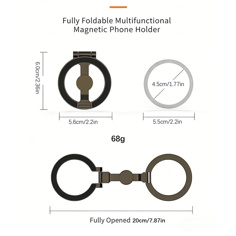 Afmetingen van de dubbelzijdige magnetische telefoonring en metalen plakring